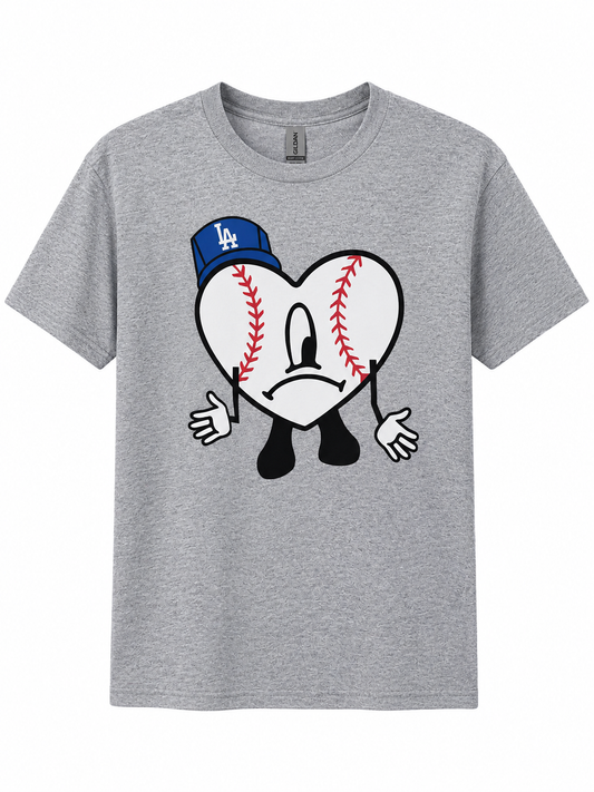 LA Baseball Heart Graphic Tee- XL