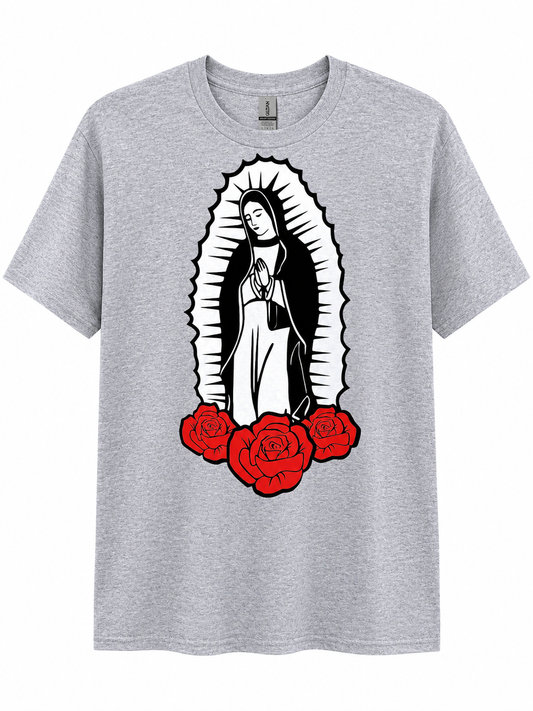 Virgin Mary Rose Graphic T-Shirt- Large