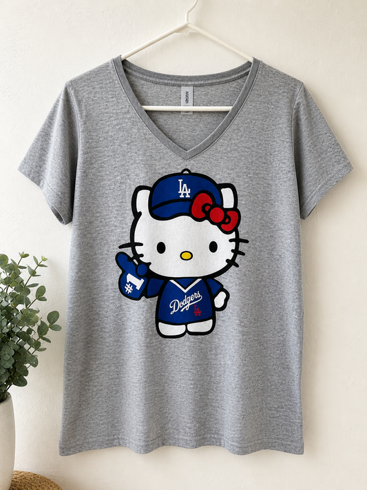 HK Baseball Unisex Graphic V-Neck T-Shirt- Size Medium